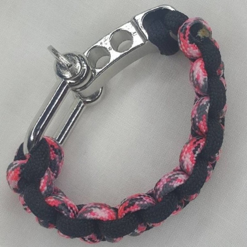 Handmade paracord bracelet Pink Black Shackle G